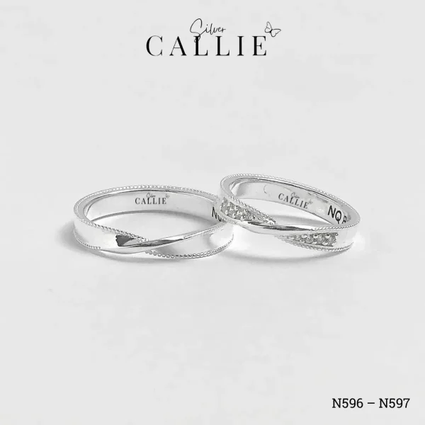N596 - N597: Nhẫn bạc đôi thiết kế Callie Silver xoắn