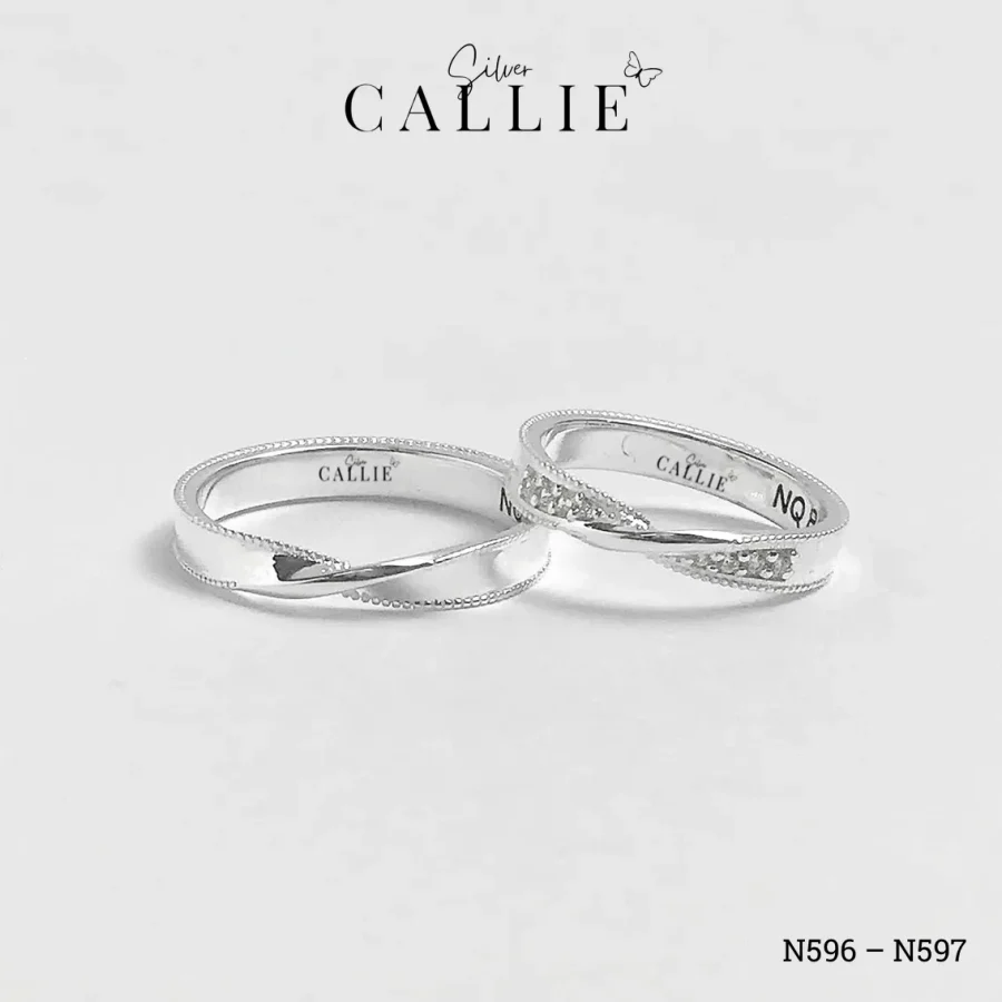 N596 - N597: Nhẫn bạc đôi thiết kế Callie Silver xoắn