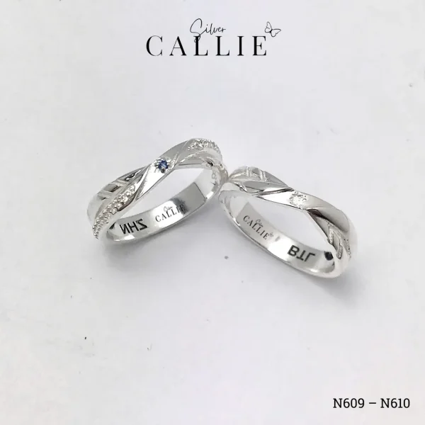 N609 - N610: Nhẫn Bạc Thiết Kế Callie Silver Đai Xoắn Bông Tuyết