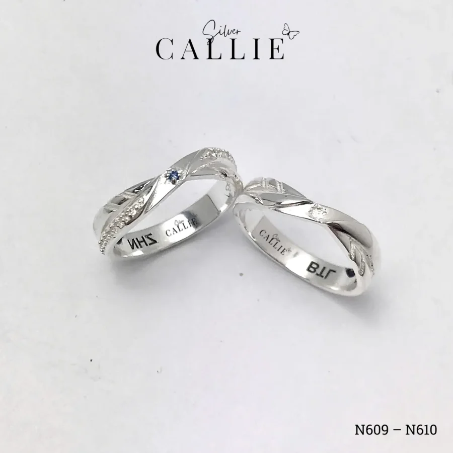N609 - N610: Nhẫn Bạc Thiết Kế Callie Silver Đai Xoắn Bông Tuyết