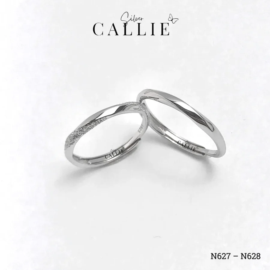 N627 - N628: Nhẫn đôi bạc Callie Silver xoắn