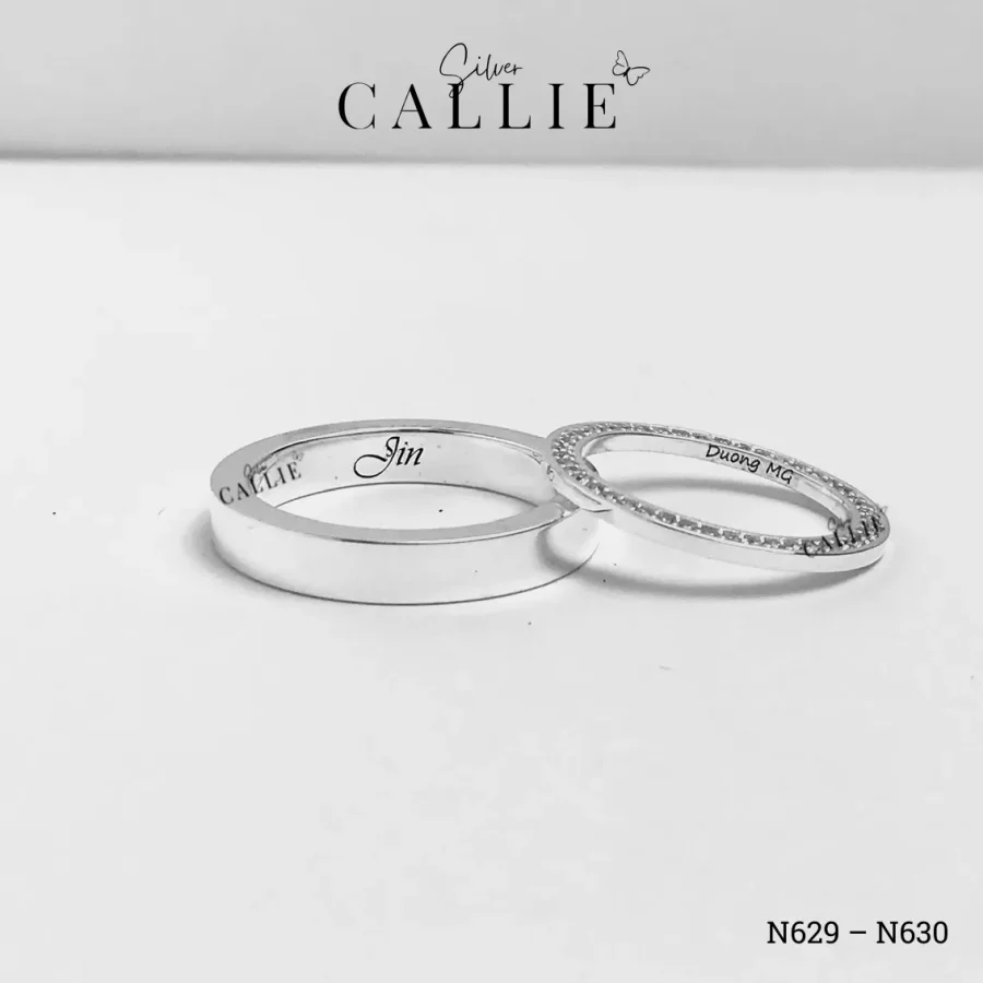 N629 - N630: Nhẫn Bạc Đôi Thiết Kế Callie Silver