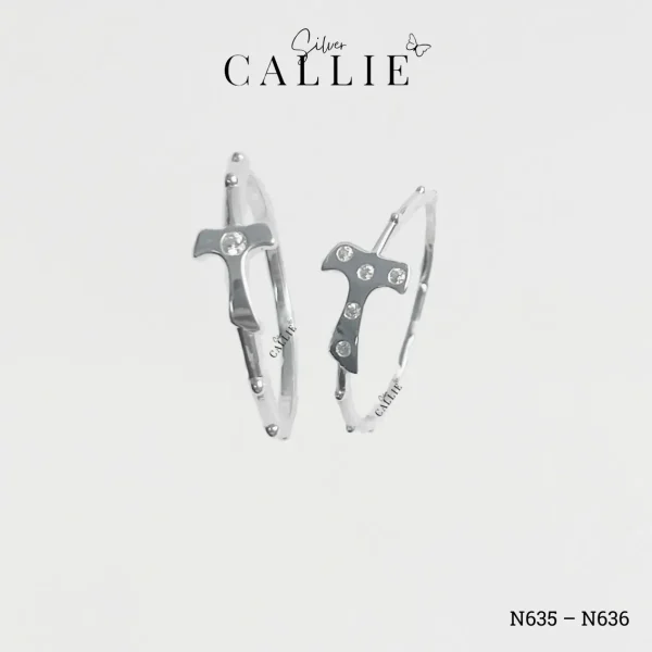 N635 - N636: Nhẫn Bạc Đôi Thiết Kế Callie Silver Thập Giá