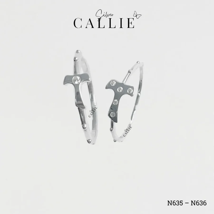 N635 - N636: Nhẫn Bạc Đôi Thiết Kế Callie Silver Thập Giá