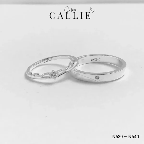 N639 - N640: Nhẫn Bạc Đôi Thiết Kế Callie Silver Vương Miện