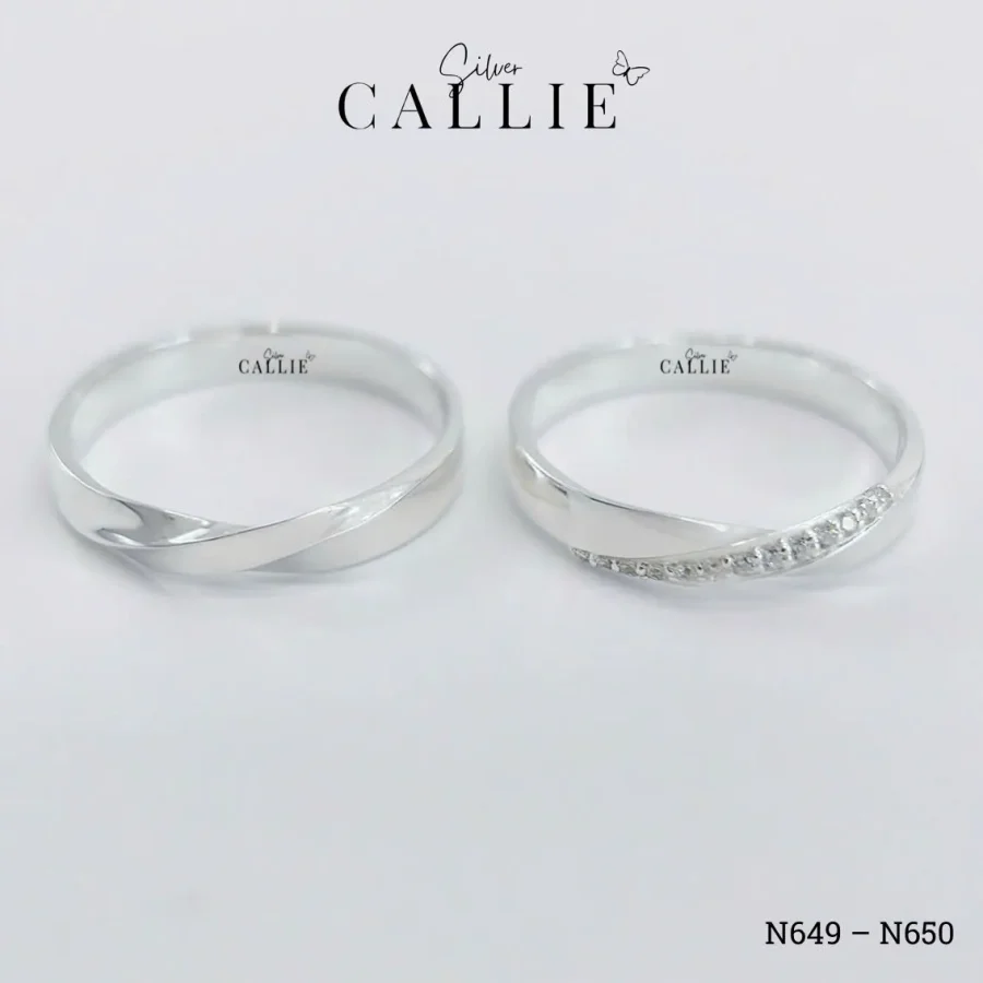 N649 - N650: Nhẫn Bạc Thiết Kế Callie Silver Đai Xoắn