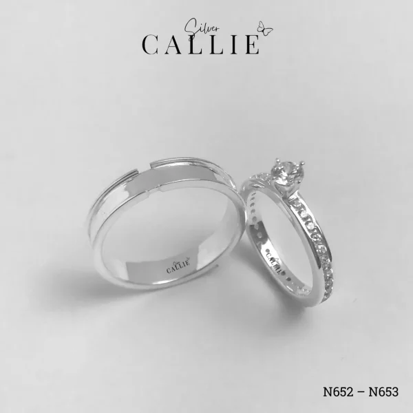N652 - N653: Nhẫn Bạc Đôi Thiết Kế Callie Silver