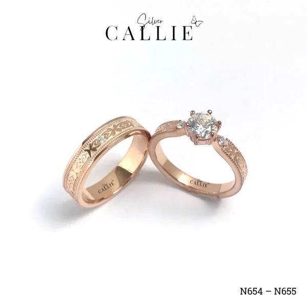 N654 - N655: Nhẫn Bạc Thiết Kế Callie Silver Đai Hoạ Tiết