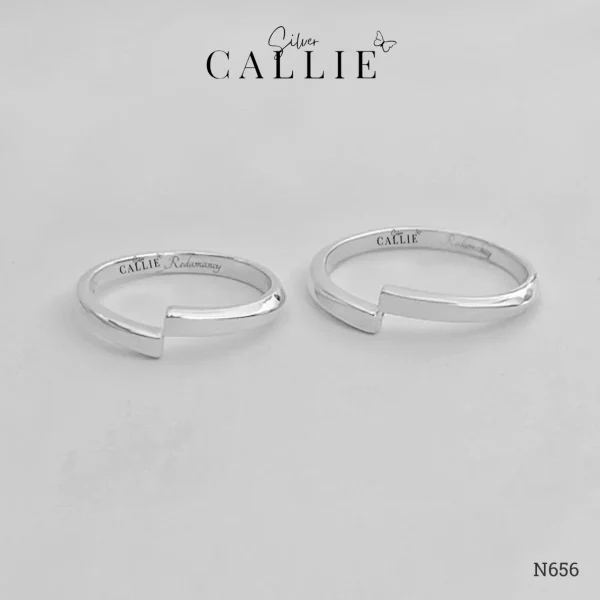 N656 - Nhẫn đôi bạc thiết kế Callie Silver nửa vô cực