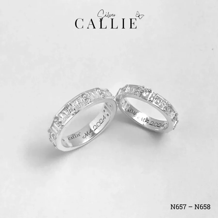 N657 - N658: Nhẫn Bạc Đôi Thiết Kế Callie Silver Phối Đá Xen Kẽ