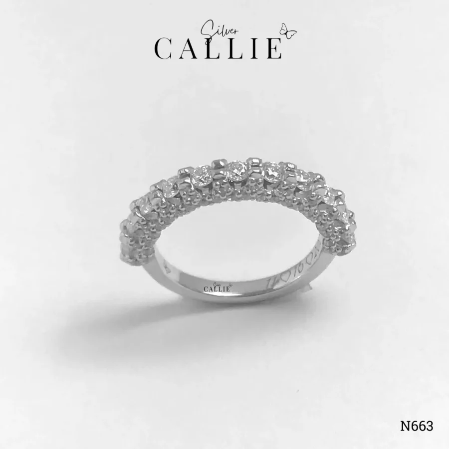 N663 - Nhẫn Bạc Thiết Kế Callie Silver Đá Moissanite 2li