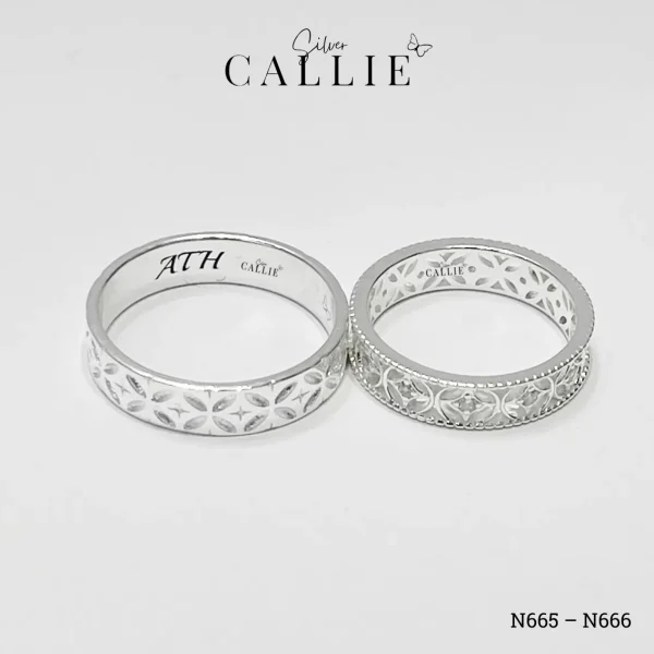 N665 - N666: Nhẫn Bạc Thiết Kế Callie Silver Họa Tiết Đối Xứng