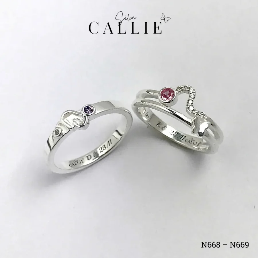 N668 - N669: Nhẫn Bạc Đôi Thiết Kế Callie Silver Cung Hoàng Đạo