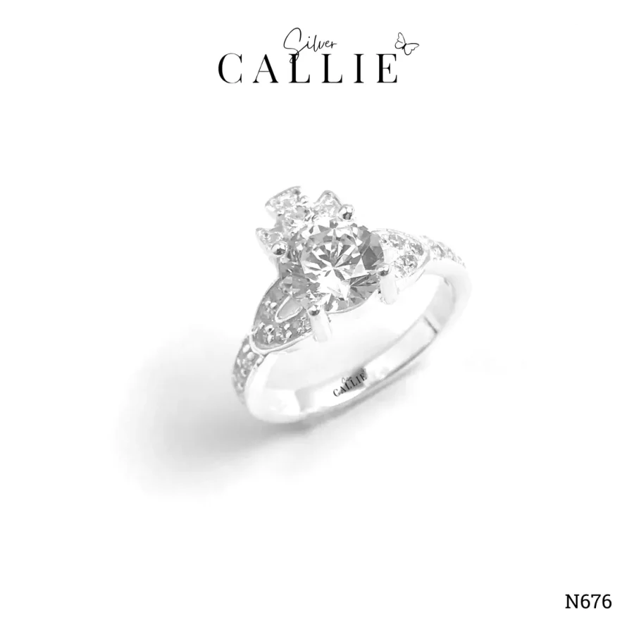 N676 - Nhẫn Bạc Thiết Kế Callie Silver 1 Viên Chủ Thập Giá