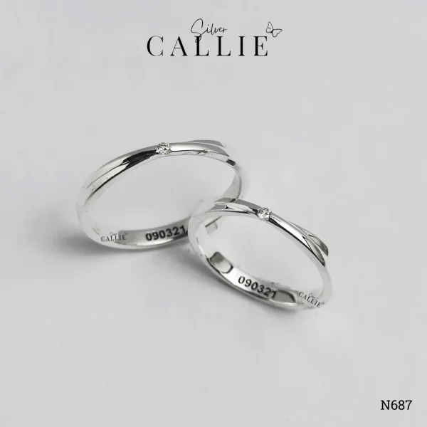 N687 - Nhẫn Bạc Thiết Kế Callie Silver 1 Viên Chủ Đai Chéo