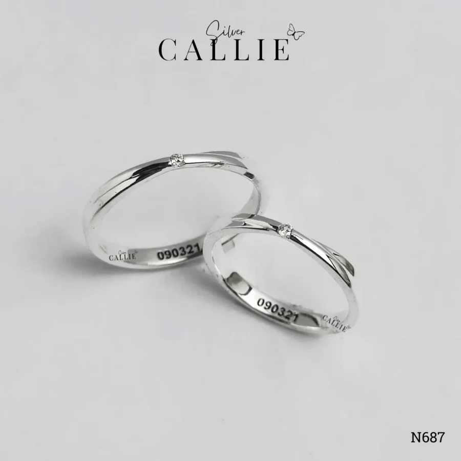 N687 - Nhẫn Bạc Thiết Kế Callie Silver 1 Viên Chủ Đai Chéo