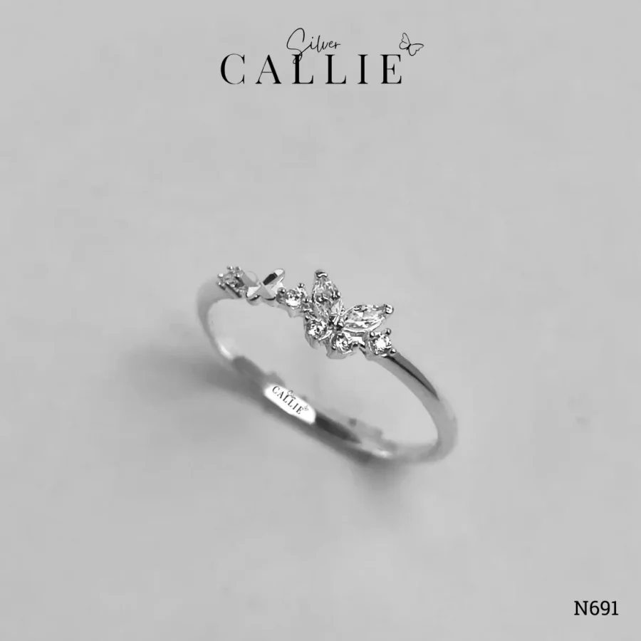 N691 - Nhẫn bạc Callie Silver bươm bướm cắt máy