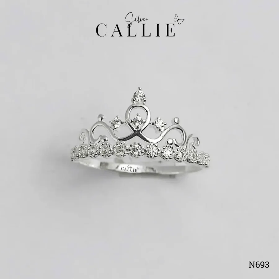 N693 - Nhẫn bạc Callie Silver vương miện 1 hàng đá