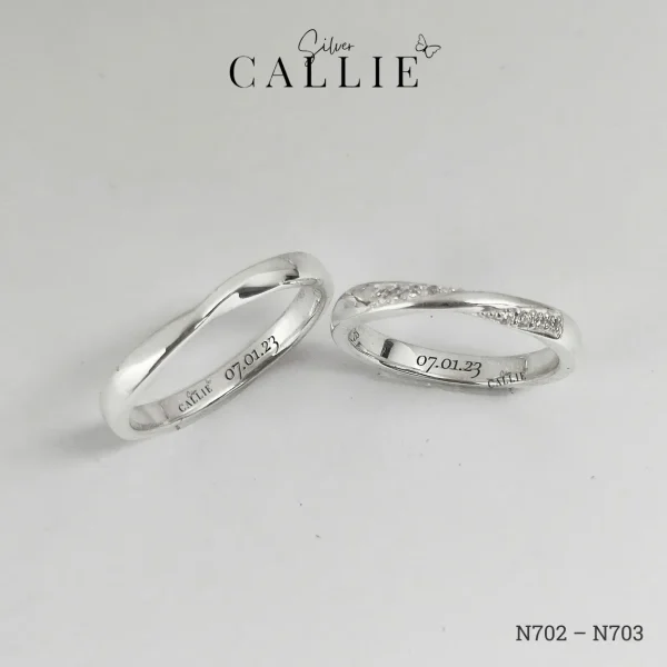 N702 - N703: Nhẫn Bạc Thiết Kế Callie Silver Đai Xoắn Đính Đá