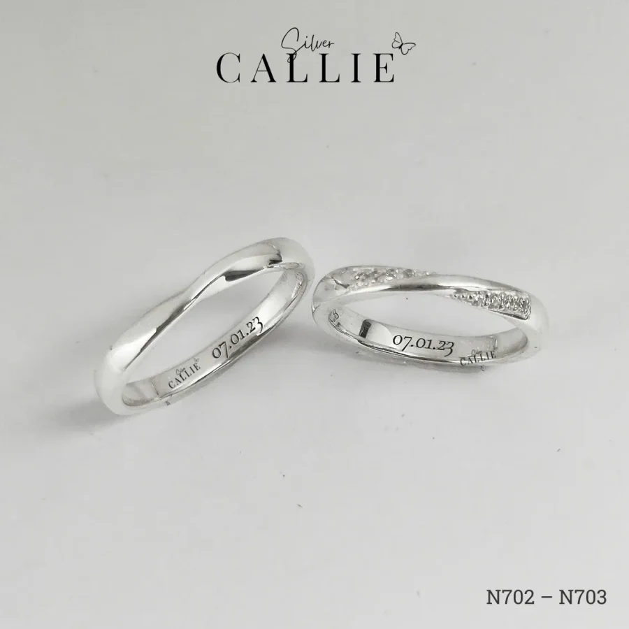 N702 - N703: Nhẫn Bạc Thiết Kế Callie Silver Đai Xoắn Đính Đá