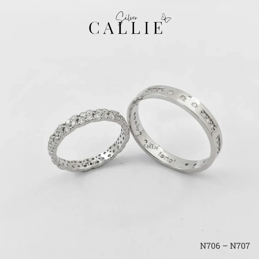 N706 - N707: Nhẫn Bạc Thiết Kế Callie Silver Đính Đá