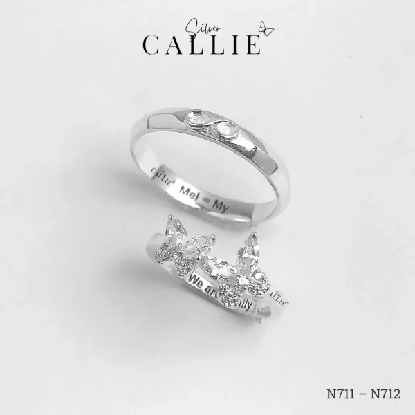 N711 - N712: Nhẫn Bạc Thiết Kế Callie Silver Bướm Và Vô Cực