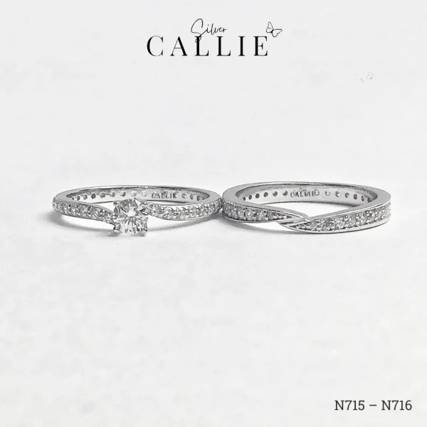 N715 - N716: Nhẫn Bạc Thiết Kế Callie Silver Đai Full Đá