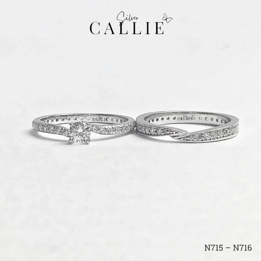 N715 - N716: Nhẫn Bạc Thiết Kế Callie Silver Đai Full Đá