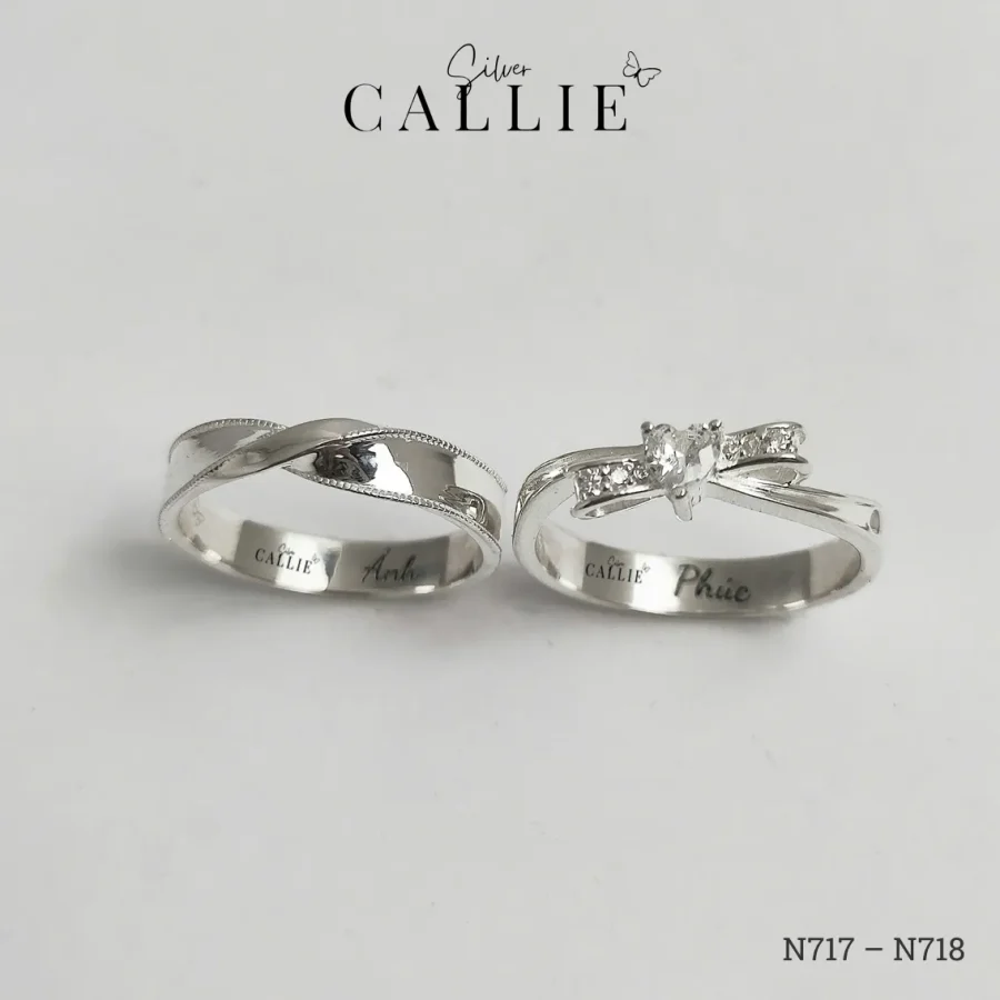 N717 - N718: Nhẫn Bạc Thiết Kế Callie Silver Nơ Đai 4li