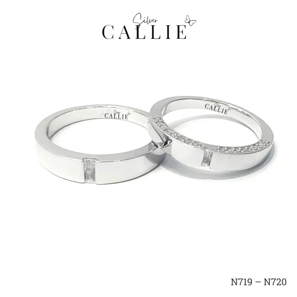 N719 - N720: Nhẫn bạc thiết kế Callie Silver viên chủ đá chữ nhật