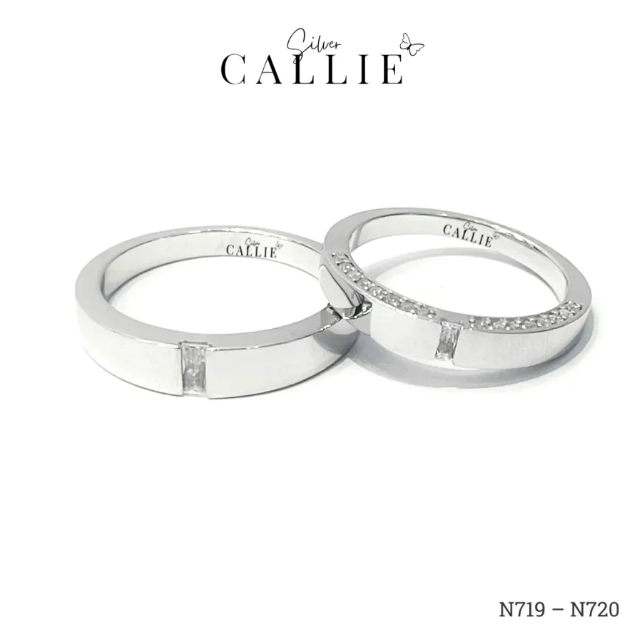 N719 - N720: Nhẫn bạc thiết kế Callie Silver viên chủ đá chữ nhật