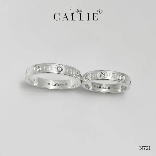 N721 - Nhẫn Bạc Thiết Kế Callie Silver Đá Xen Kẽ Chữ