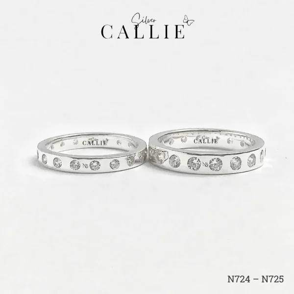 N724 - N725: Nhẫn Bạc Thiết Kế Callie Silver Đính Đá Cách Đều