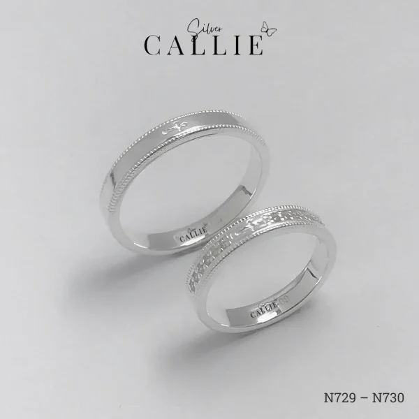 N729 - N730: Nhẫn Bạc Thiết Kế Callie Silver Thập Giá Viền Bi