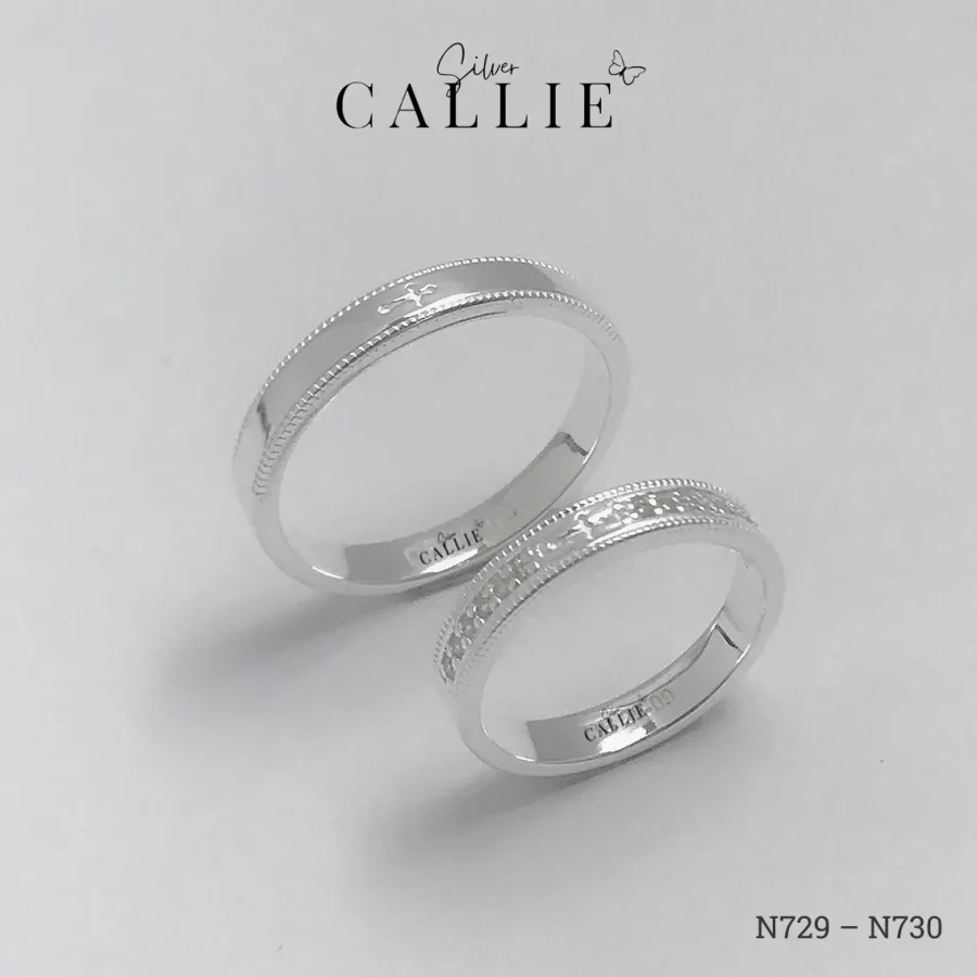 N729 - N730: Nhẫn Bạc Thiết Kế Callie Silver Thập Giá Viền Bi