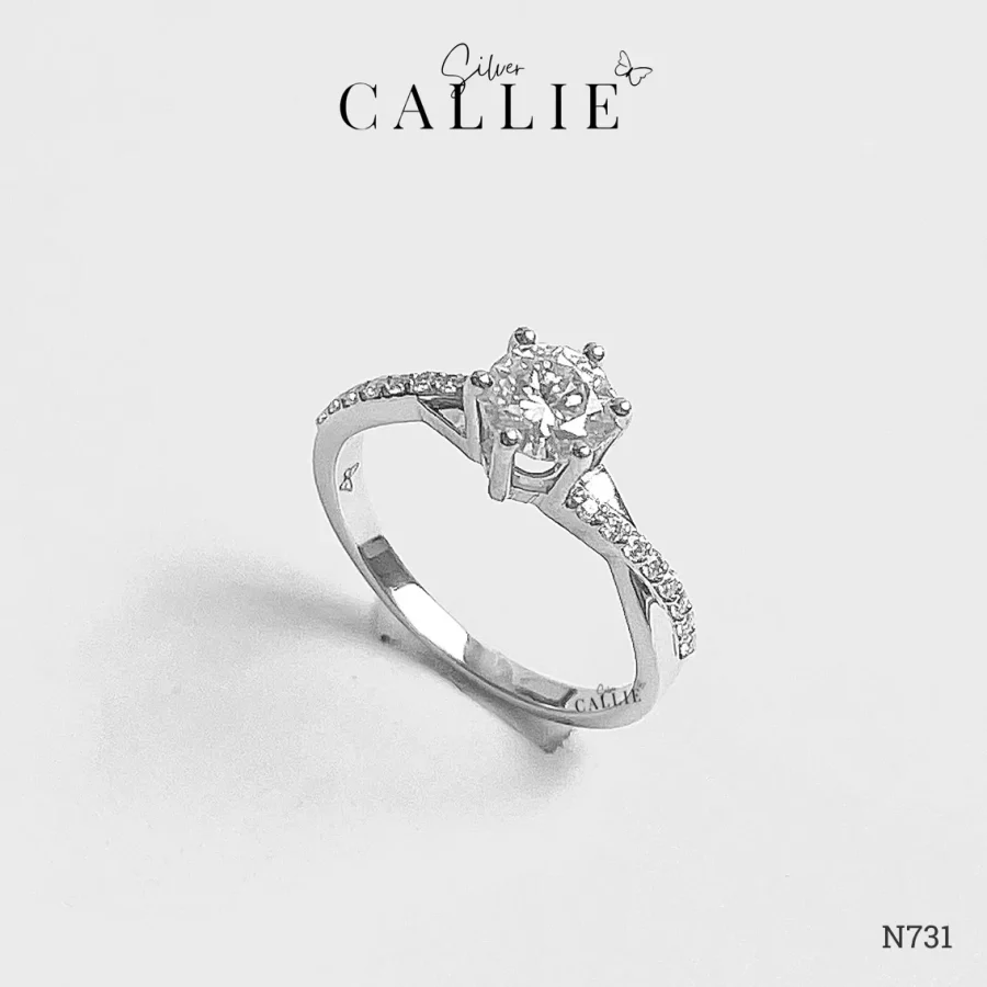 N731 - Nhẫn Bạc Thiết Kế Callie Silver 1 Hàng Đá Xoắn