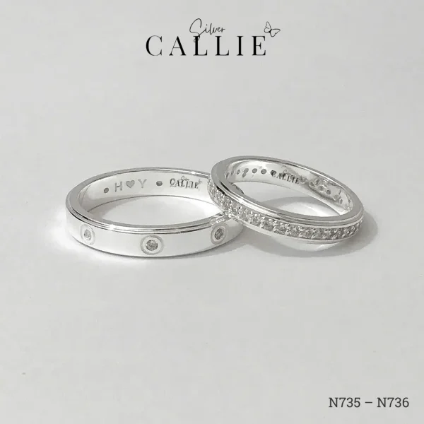 N735 - N736: Nhẫn Bạc Thiết Kế Callie Silver Đính Đá