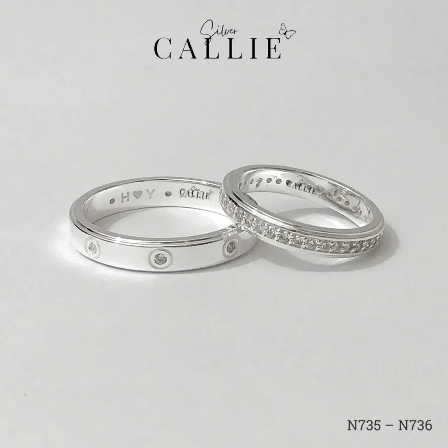 N735 - N736: Nhẫn Bạc Thiết Kế Callie Silver Đính Đá