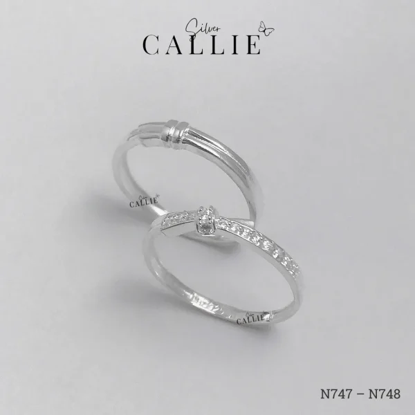 N747 - N748: Nhẫn Bạc Callie Silver Xoắn Nơ