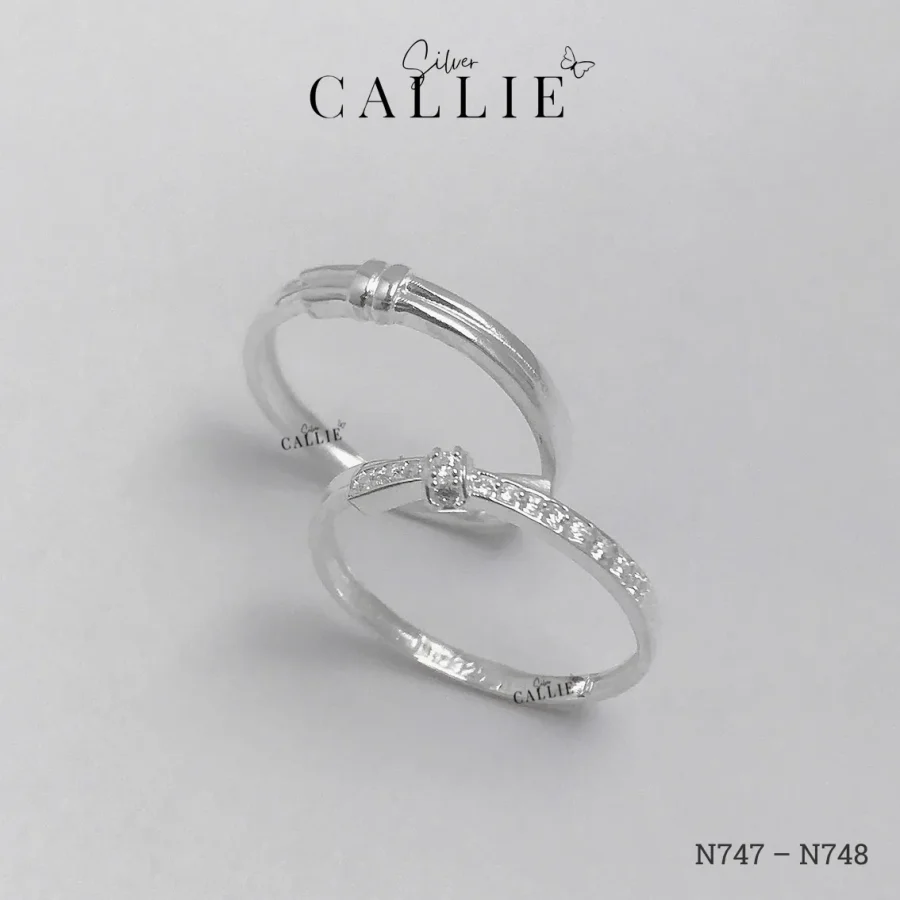 N747 - N748: Nhẫn Bạc Callie Silver Xoắn Nơ
