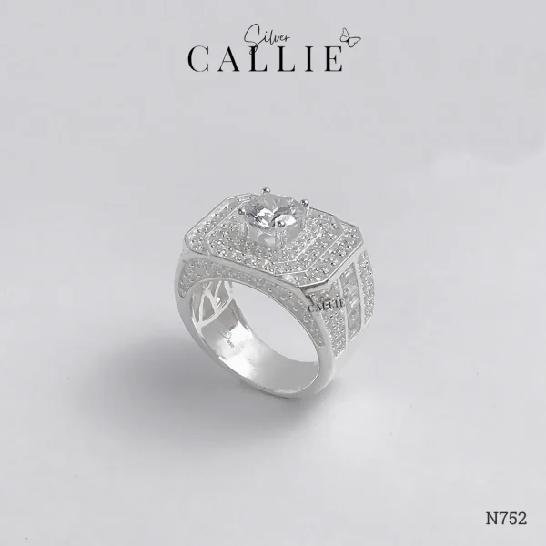 N752 - Nhẫn bạc nam Callie Silver 1 viên chủ