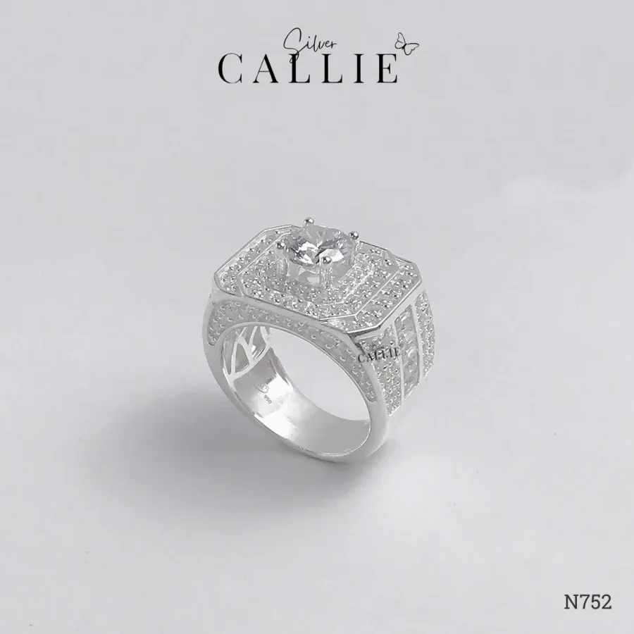 N752 - Nhẫn bạc nam Callie Silver 1 viên chủ