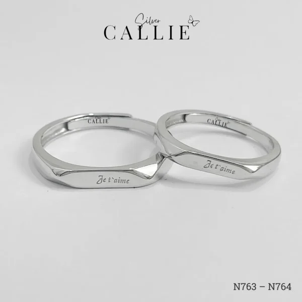 N763 - N764: Nhẫn bạc Callie Silver mặt nhẫn khắc chữ free size