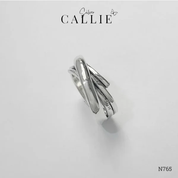 N765 - Nhẫn bạc Callie Silver nhiều đường chéo free size