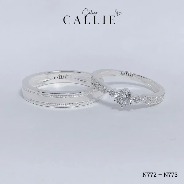N772 - N773: Nhẫn bạc đôi Callie Silver kiểu công chúa