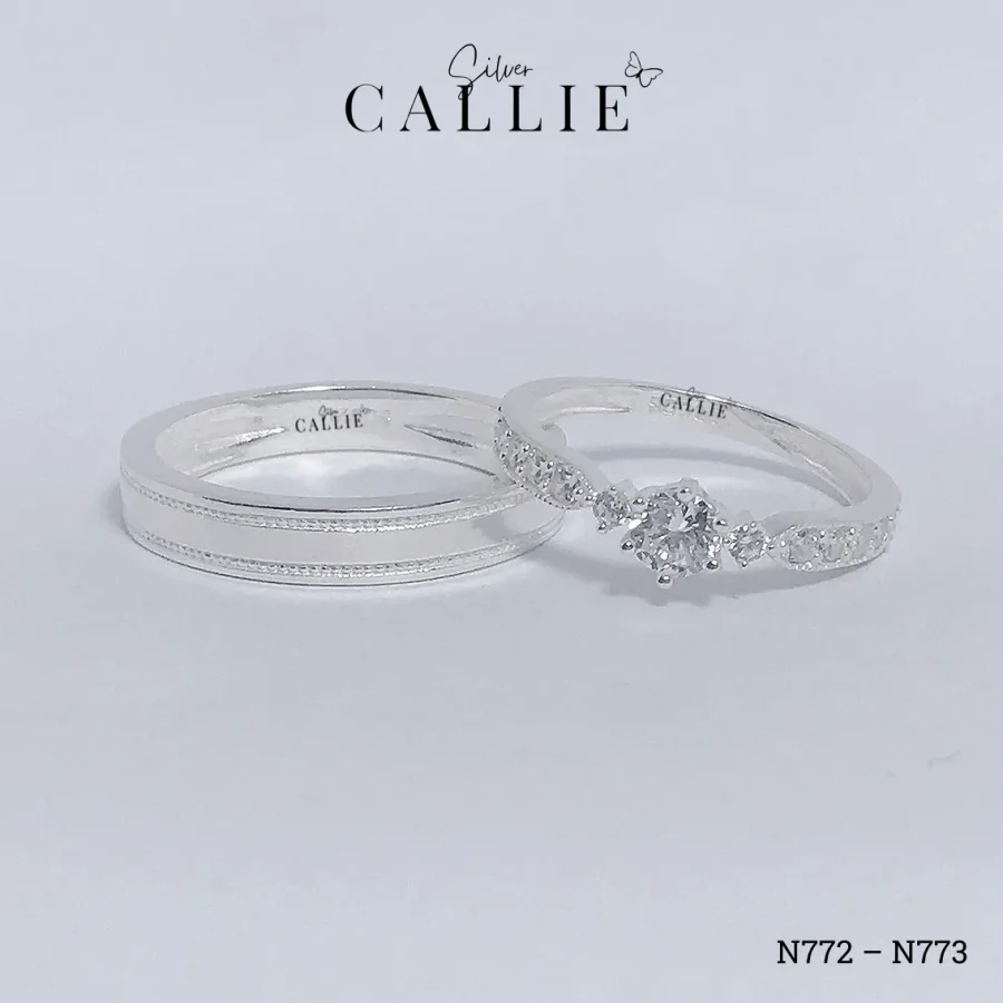 N772 - N773: Nhẫn bạc đôi Callie Silver kiểu công chúa