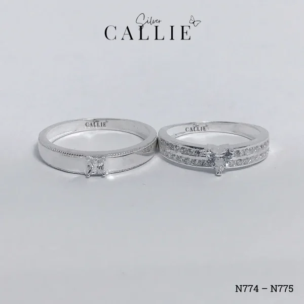 N774 - N775: Nhẫn bạc đôi Callie Silver 1 viên chủ