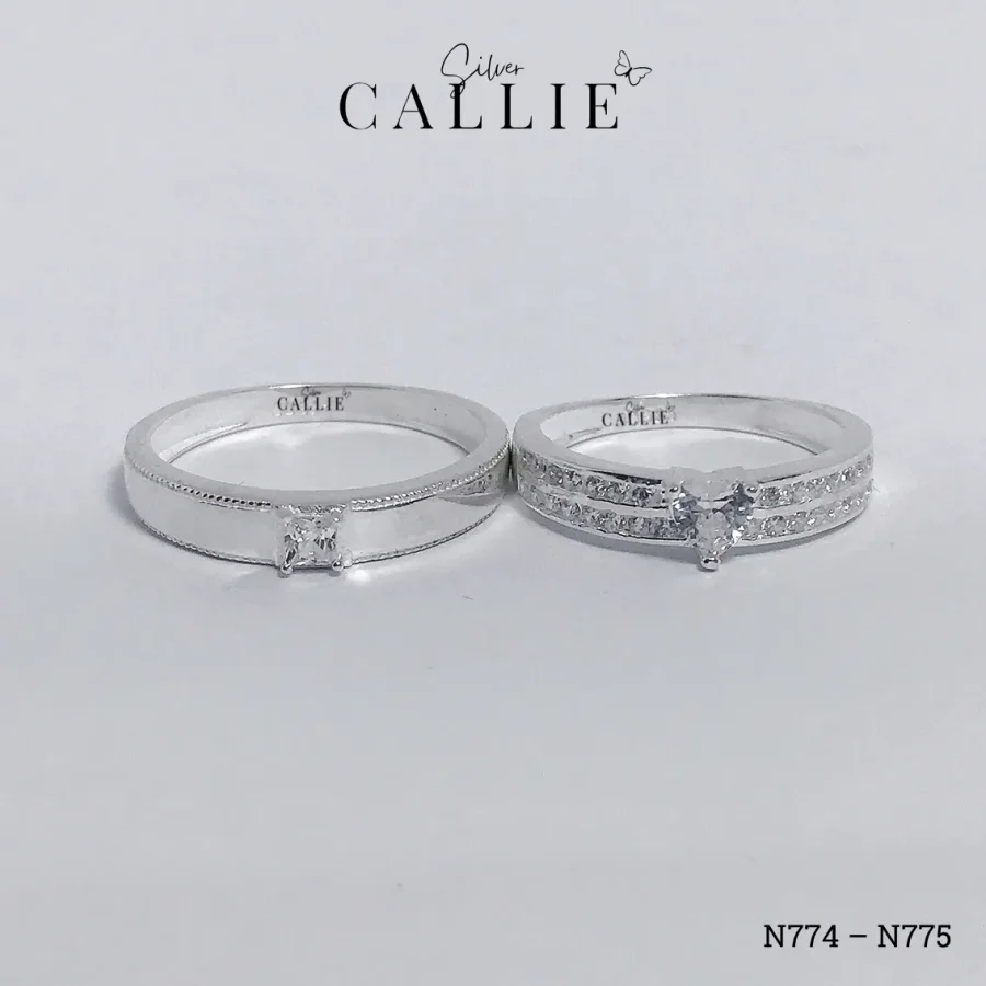 N774 - N775: Nhẫn bạc đôi Callie Silver 1 viên chủ