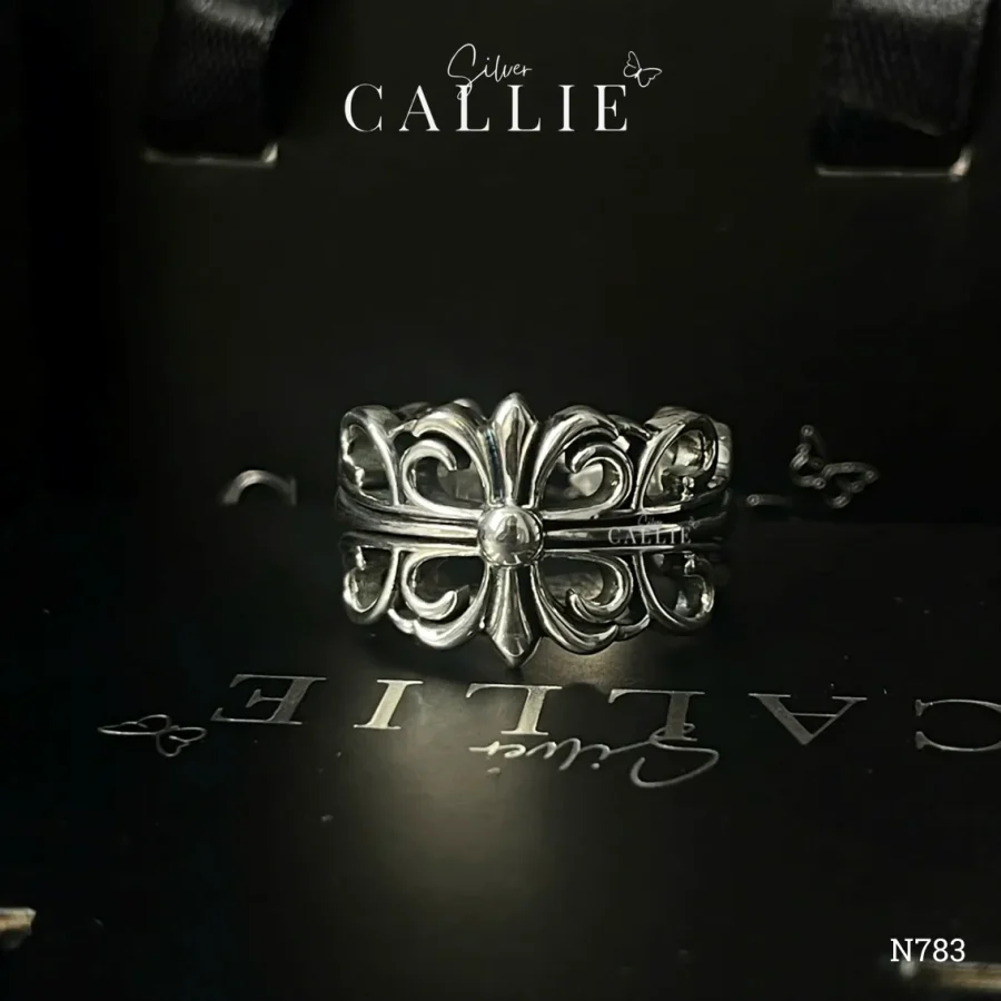N783 - Nhẫn bạc Callie Silver nam hoạ tiết
