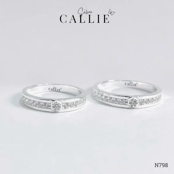 N798 - Nhẫn Bạc Thiết Kế Callie Silver Mặt Lục Giác